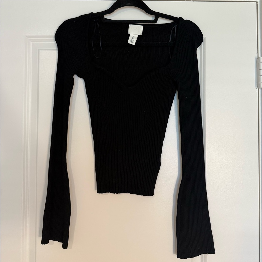H&M Black Ribbed Long Sleeve Top